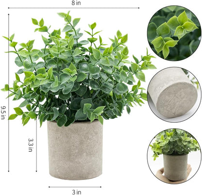 3 Pack Artificial Succulent Plants, Small Potted Fake Plants, Artificial Eucalyptus Leaf Aloe Vera Plants, for Home Decor, Farmhouse Bathroom Office Decor