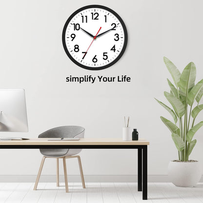 AKCISOT Wall Clock, Modern Small Wall Clocks Battery Operated 8 Inch, Silent Non-Ticking Analog Classic for Office, Home, Bathroom, Kitchen, Bedroom, School(Black)