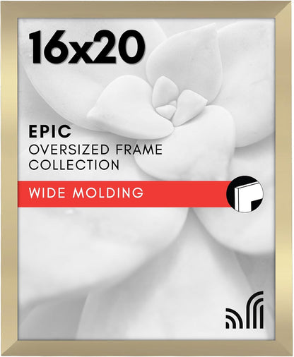 Americanflat 16x20 Picture Frame with Polished Plexiglass - Black Picture Frame - Wide Photo Frames Made of Engineered Wood for Vertical or Horizontal Wall Display - Epic Collection - Black - Colors B