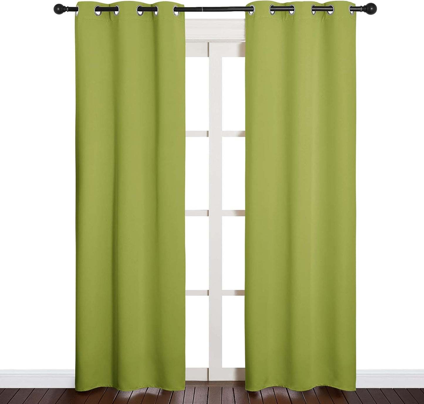NICETOWN Halloween Pitch Black Solid Thermal Insulated Grommet Blackout Curtains/Drapes for Bedroom Window (2 Panels, 42 inches Wide by 63 inches Long, Black) - Colors B