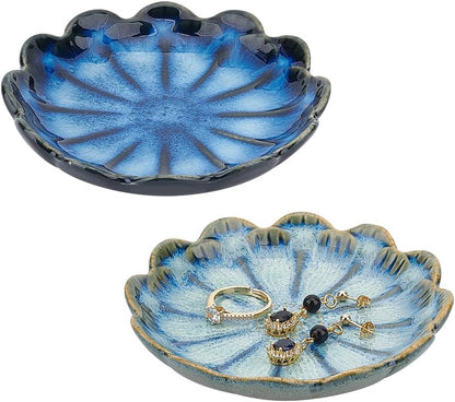 NBEADS Conch Shape Ceramic Jewelry Tray, Aqua Shell Trinket Dish Ceramic Ring Earring Holder Ocean-themed Decorative Trinket Plate for Rings Earrings Necklaces Bracelet Jewelry Watch Keys