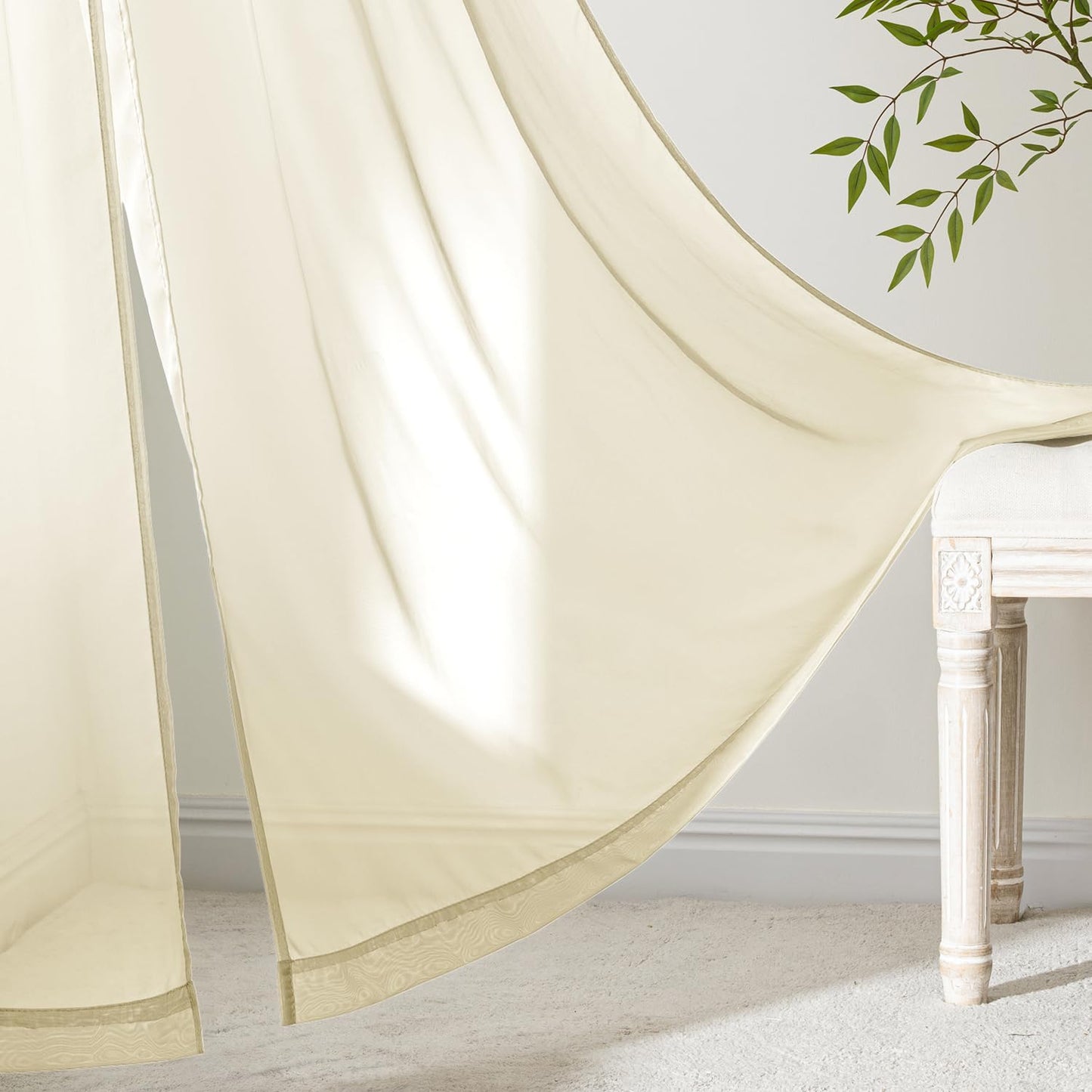 MIULEE White Sheer Curtains 84 Inches Long, 4 Panels Set, Light Filtering Rod Pocket Voile Drapes for Living Room and Bedroom, Airy Soft Fabric Window Treatments, 42 x 84 Inches