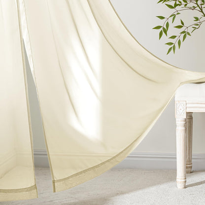 MIULEE White Sheer Curtains 84 Inches Long, 4 Panels Set, Light Filtering Rod Pocket Voile Drapes for Living Room and Bedroom, Airy Soft Fabric Window Treatments, 42 x 84 Inches