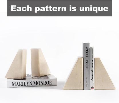 Karibiber Travertine Bookends for Heavy Books, Marble Decorative Bookends for Shelves, Heavy-Duty Stone Book Ends for Hardback Book & Cookbooks, Unique Book Stopper & Holder, Travertino Italy