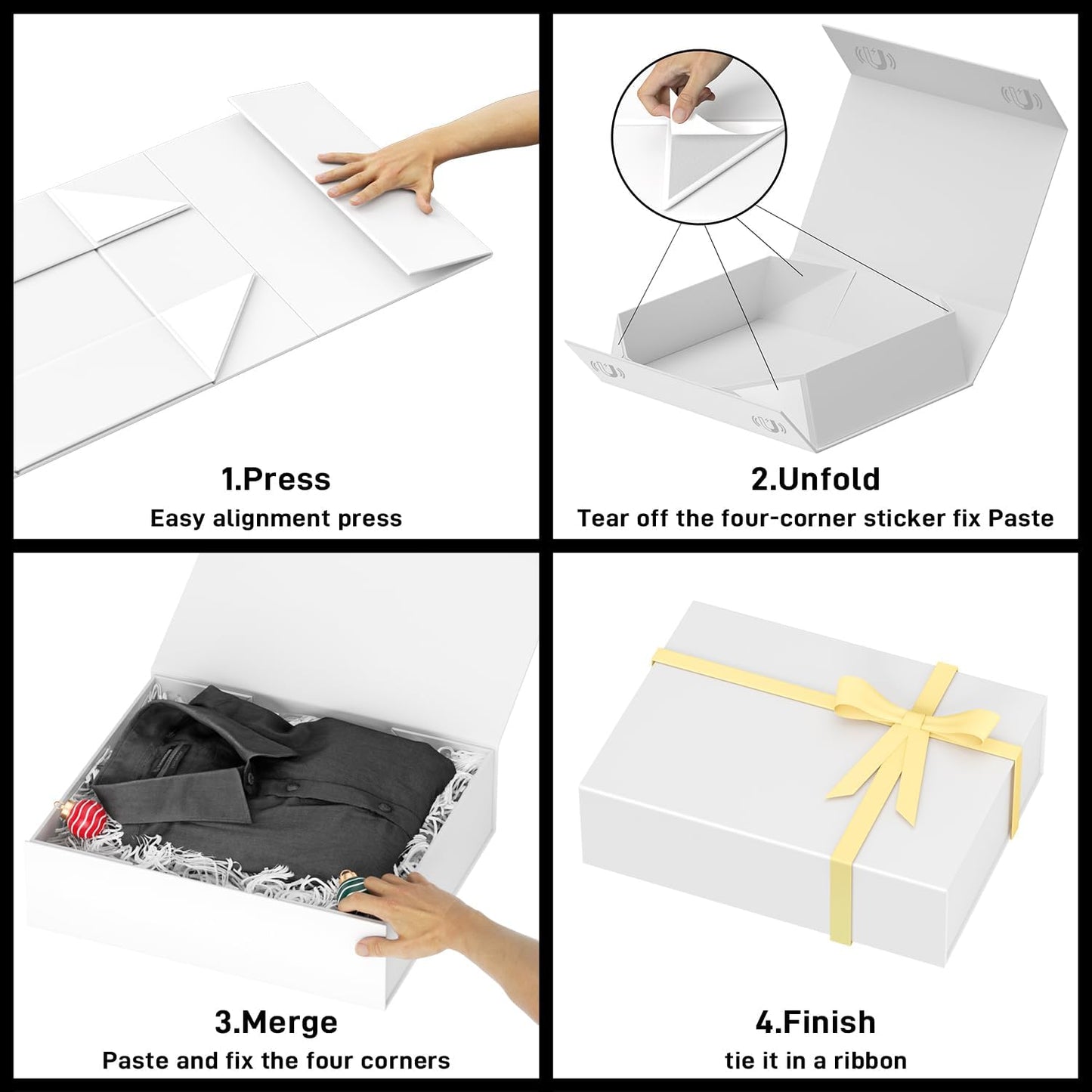 PSHVYM Gift Boxes with Lids, 11.5x7.8x3 In Forest Green Gift Box for Presents Magnetic Closure for T-Shirts, Gloves, Scarves, Books, Baby Clothes, Robes Clothing Gift Wrap, Contains Card, Ribbon