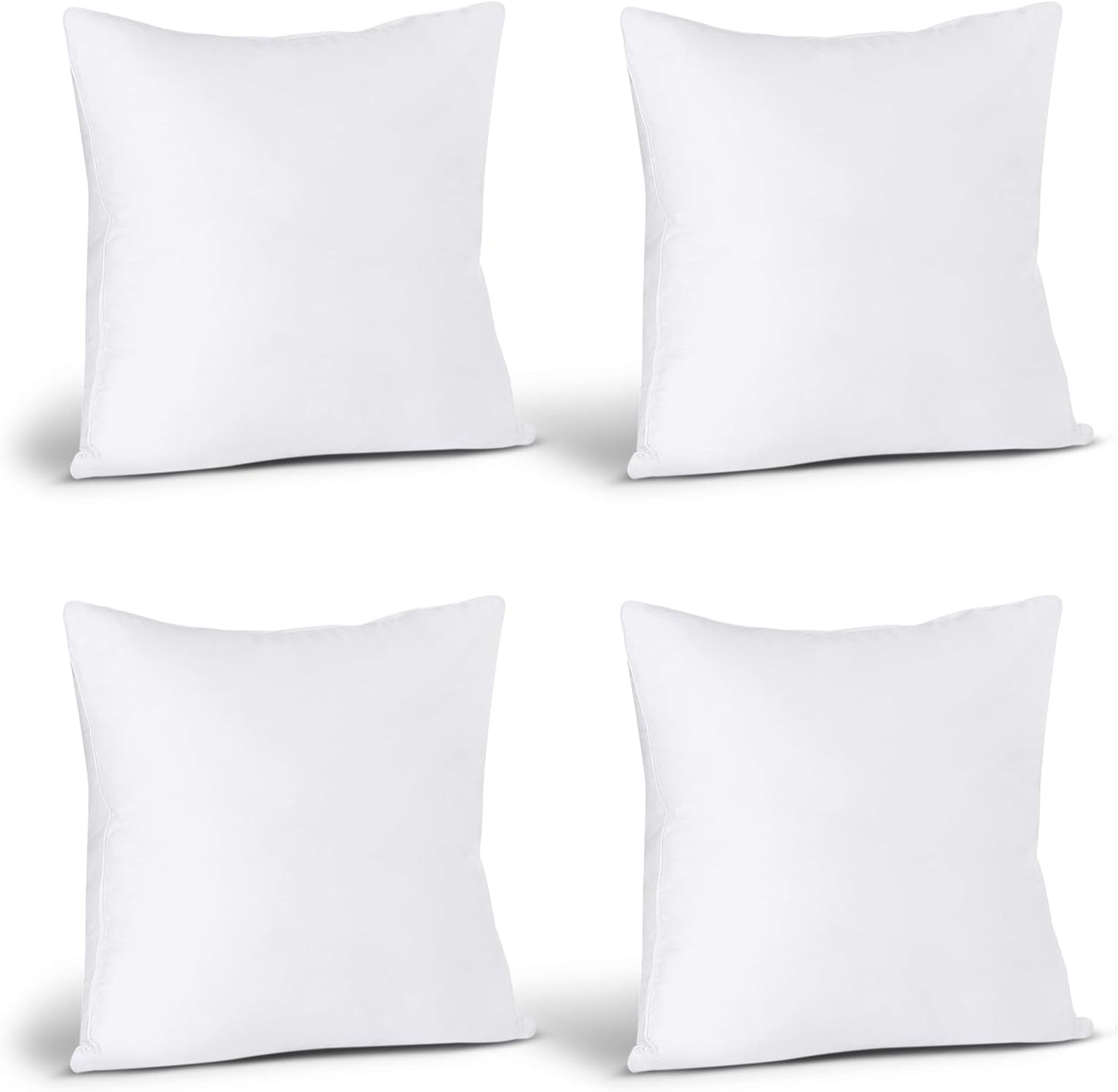 Utopia Bedding Throw Pillows (Set of 4, White) – 16 x 16 Inches Down Alternative Pillows for Bed, Sofa, and Couch - Fluffy Decorative Stuffer Pillow for Indoors & Outdoors