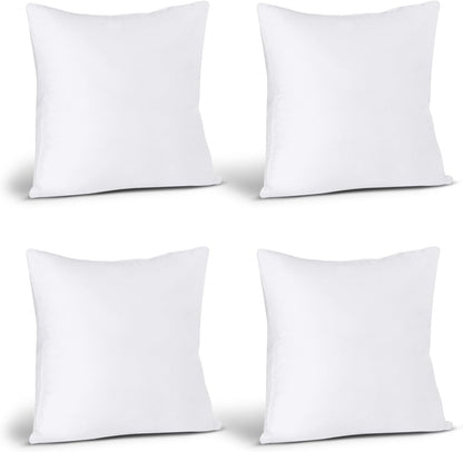Utopia Bedding Throw Pillows (Set of 4, White) – 16 x 16 Inches Down Alternative Pillows for Bed, Sofa, and Couch - Fluffy Decorative Stuffer Pillow for Indoors & Outdoors