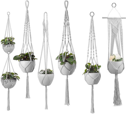 feedee Macrame Plant Hangers Indoor Macrame Hanging Planters for Indoor Plants, 6 Pack Hanging Plant Holders Indoor Hanging, Macromay Plant Hangers for Indoor Plant Hanger, Outdoor Flower Pots Holder