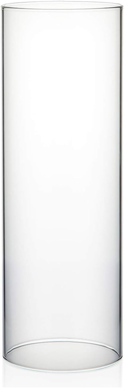 WGVI Hurricane Candle Holder Sleeve, Wide 4", Height 8", Clear Glass Cylinder Candleholder, Chimney Tube, Open Ended Candle Shade, 1 Piece - Colors B