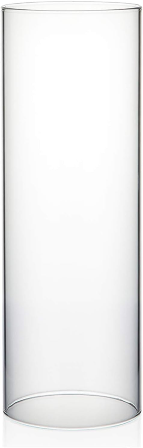 WGVI Hurricane Candle Holder Sleeve, Wide 4", Height 10", Clear Glass Cylinder Candleholder, Chimney Tube, Open Ended Candle Shade, 1 Piece - Colors B