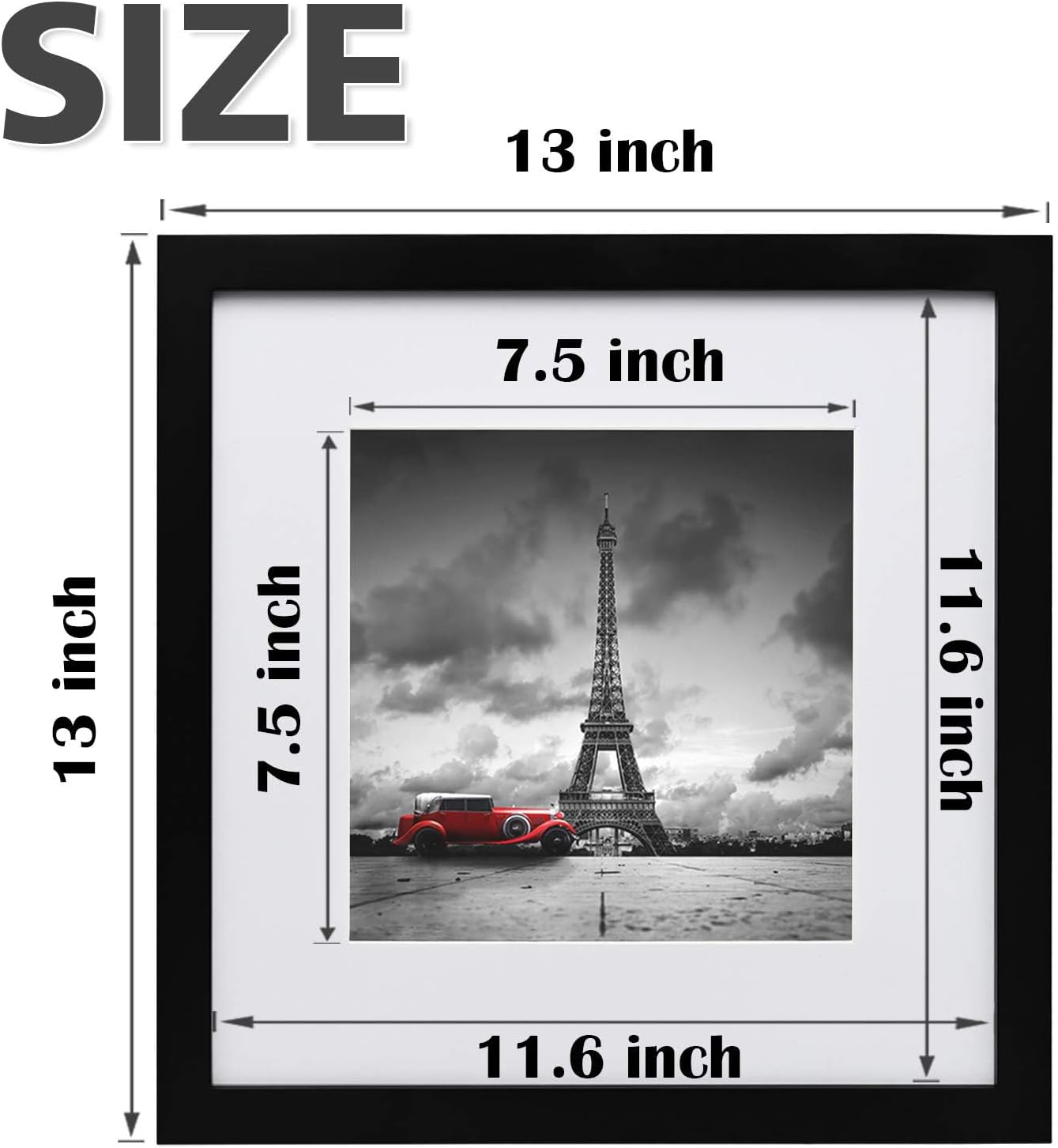 Egofine 12x16 Picture Frame Black, Covered by Plexiglass Made of Solid Wood, Display Pictures 9x12 and 11x14 with Mat or 12x16 Without Mat, for Wall Mounting Photo Frame - Colors B