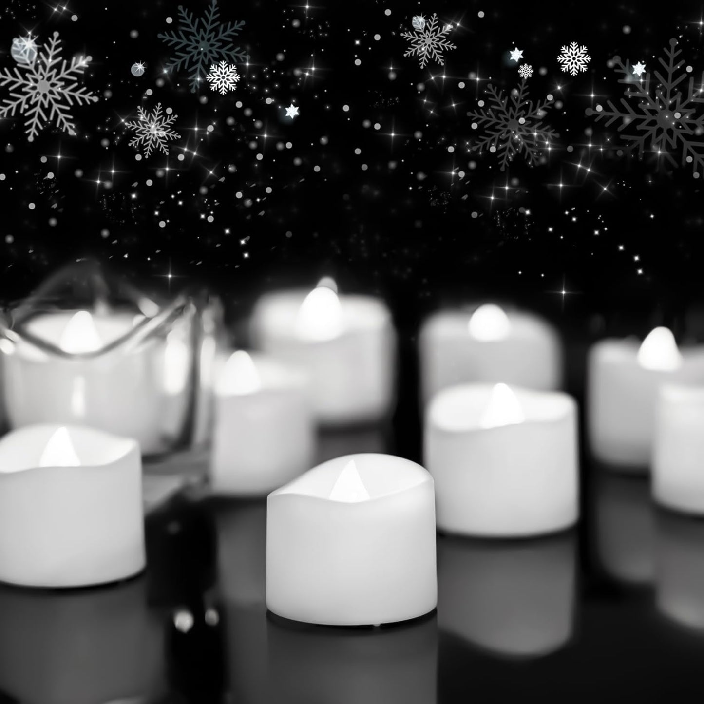 Homemory 48-Pack Novelty Flickering Flameless Tea Lights Candles, 200+Hours Battery-Operated LED Fake Candles for Wedding Table Centerpieces,Proposal,Anniversary, White Base, Ø1.5'' × H1.3''