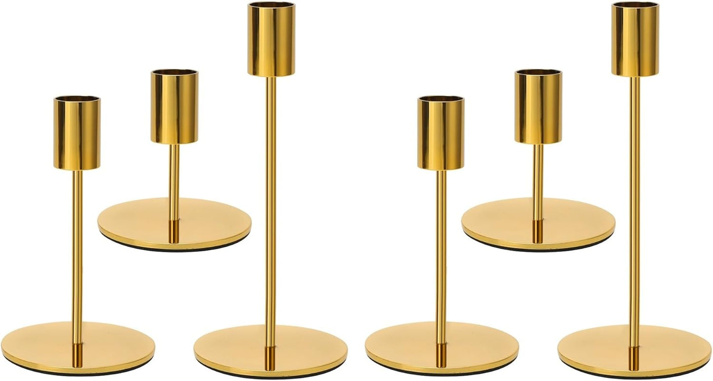 Set of 6 Black Candlestick Holders - Decorative for Home Decor, Wedding, Dining, Party, Anniversary