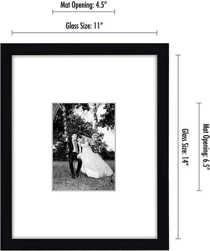 Americanflat 11x14 Picture Frame with Shatter-Resistant Glass - Use as 5x7 Frame with Mat or Display 11x14 Photo Without Mat - Signature Collection - Picture Frames for Wall Display - Black