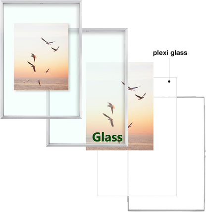 Frametory, Floating Picture Frame 12x16 - Black Aluminum Metal Photo Frame - Real Glass of Front - for Wall Mount Display
