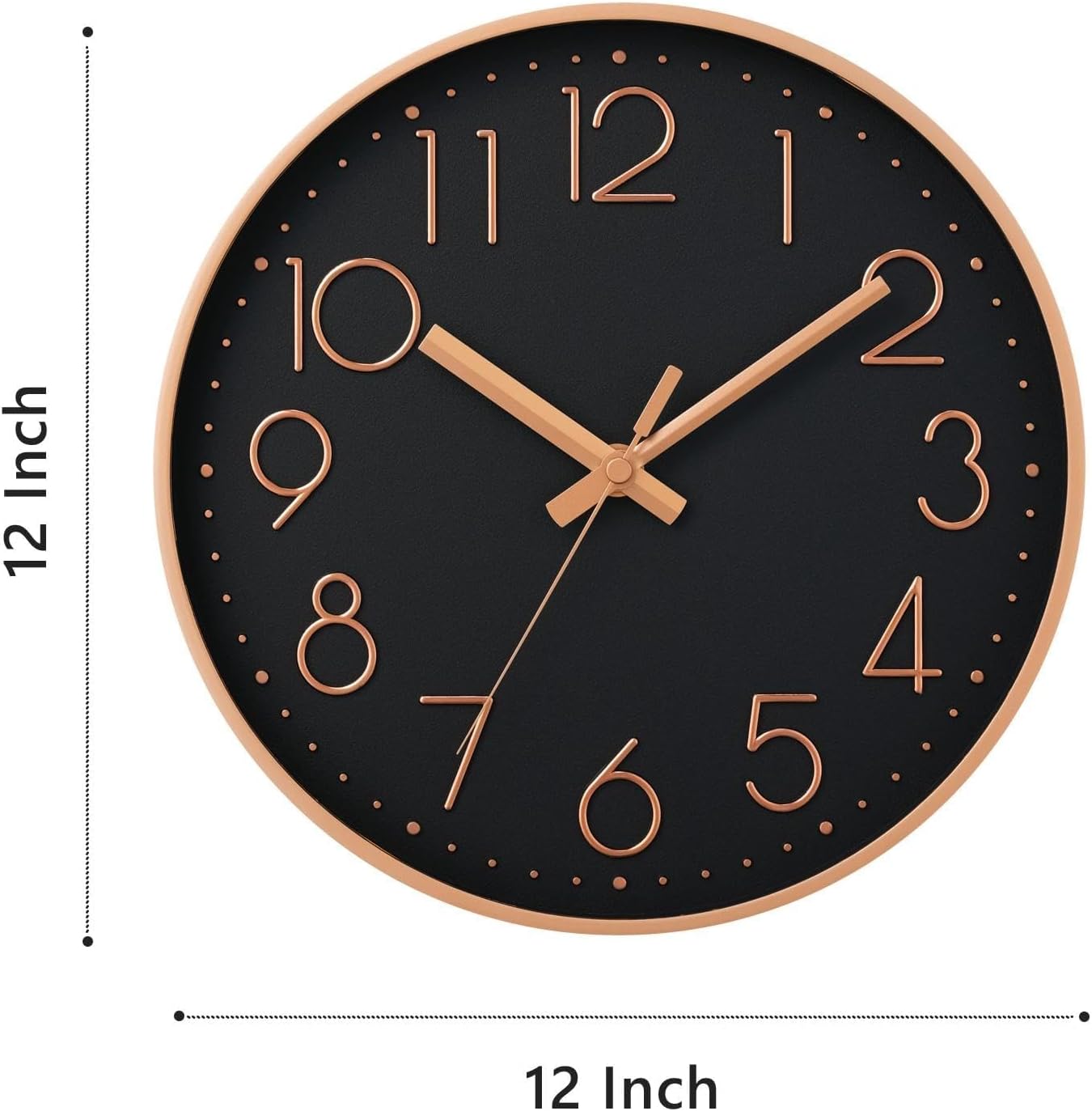 DAXSMY Wall Clock - 8 Inch Silent Non-Ticking Modern 3D Wall Clocks Battery Operated - Decorative Clock for Kitchen, Home Office, Bathroom, Bedroom(Rose Gold)