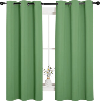 NICETOWN Halloween Pitch Black Solid Thermal Insulated Grommet Blackout Curtains/Drapes for Bedroom Window (2 Panels, 42 inches Wide by 63 inches Long, Black) - Colors D