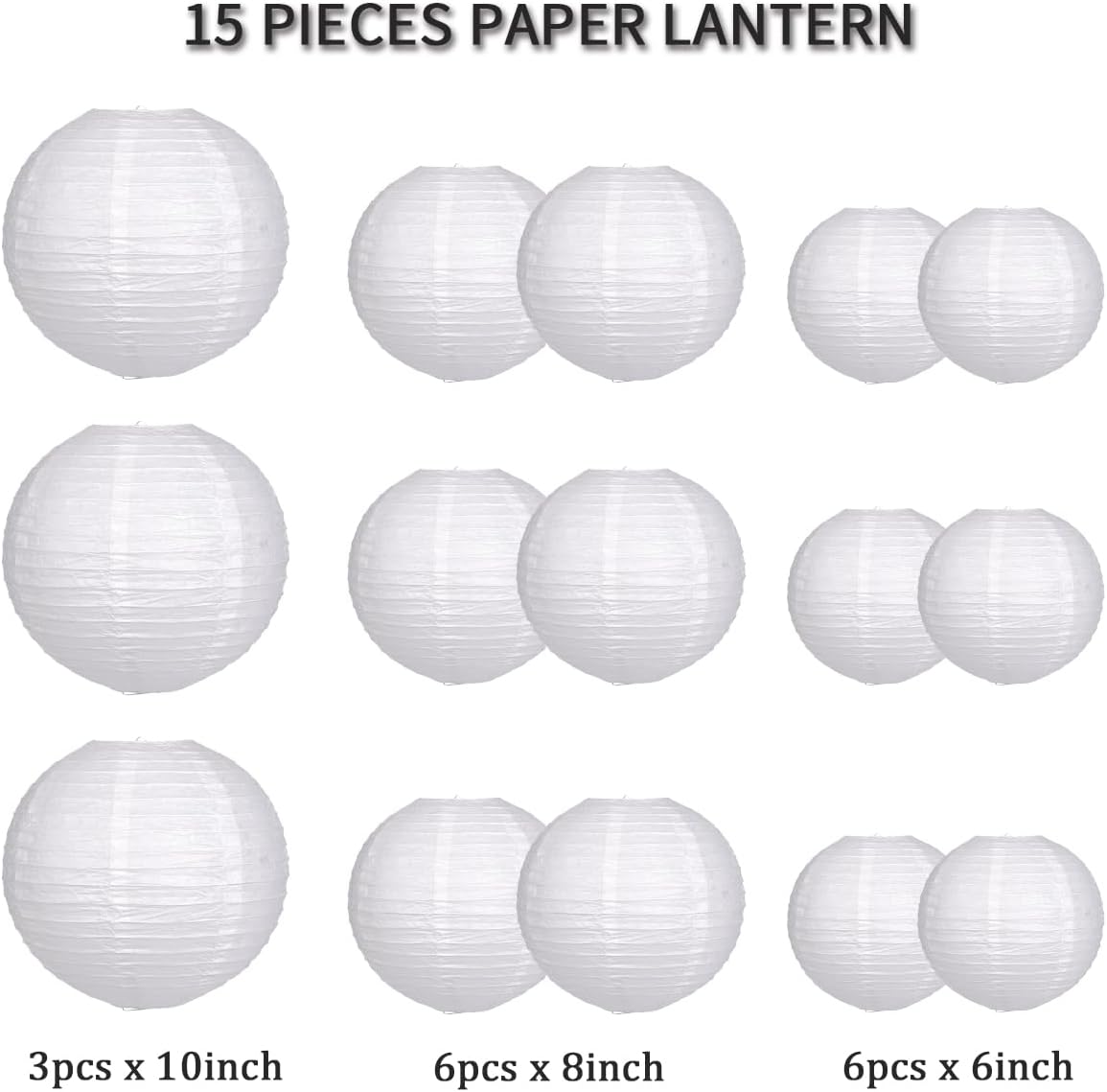 Paper Lanterns Decorative, Round Hanging Paper Lanterns Decorations for Rustic Party Bridal Shower Wedding Sage Green Birthday Party Supplies Gold/Ivory/Sage Green 15pcs