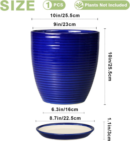 Ceramic Pots for Plants - 6 Inch Plant Pot with Drainage Hole and Saucer, Round Planters for Indoor Outdoor, Flower Pots, Modern Planter, Home Office Room Decor, Gifts for Plant Lovers, White