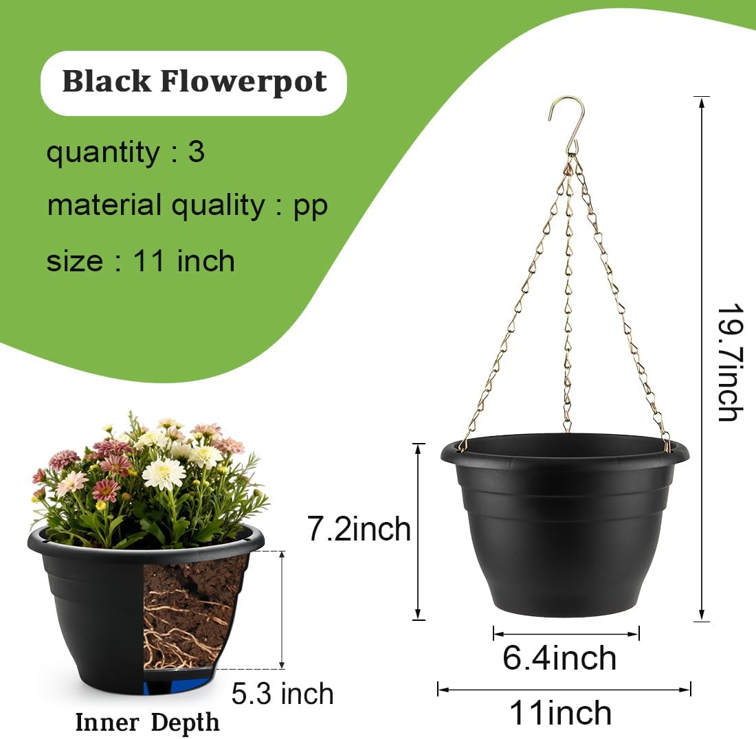 RooTrimmer Hanging Planters for Indoor Outdoor Plants 8 and 10 Inch, 4 Packs Hanging Flower Pot with Drainage Holes, Self-Watering Hanging Basket Perfect for Home, Office and Garden, White