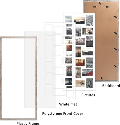 QUTREY 20 Opening 4x6 Collage Picture Frame Set of 2, 18.1x41.3 inches Black Multiple Frames Display 4 by 6 inch Photos with Mat for Wall Hanging