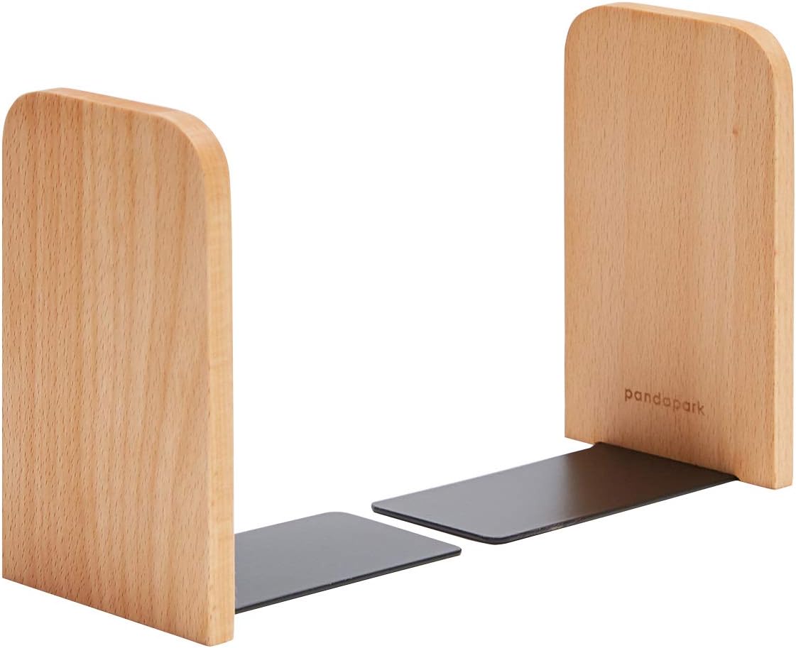Pandapark Wood,Non-Skid Bookend for Shelves,Heavy Duty,Book Stand for CDs,1 Pair