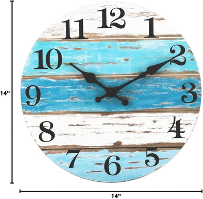 CHYLIN Wall Clock, Silent Non Ticking Battery Operated, Rustic Coastal Country Clock Decorative for Bathroom Kitchen Bedroom 8