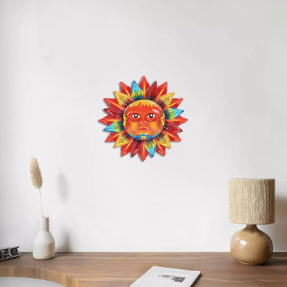 Large Metal Sun Wall Decor Outdoor, 27 Inch Sun and Moon Decor Metal Wall Art, 3D Sun Wall Decor for Patio Garden Yard Fence Bedroom Living Room Decoration