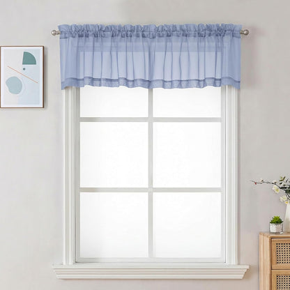 Chyhomenyc Sheer White Valances for Windows 2 Pack, Small Window Curtains for Living Room Bathroom Cafe Laundry Basement, Modern Top Dual Rod Pocket Voile Curtain, 42W x 14L inches, White - Colors B