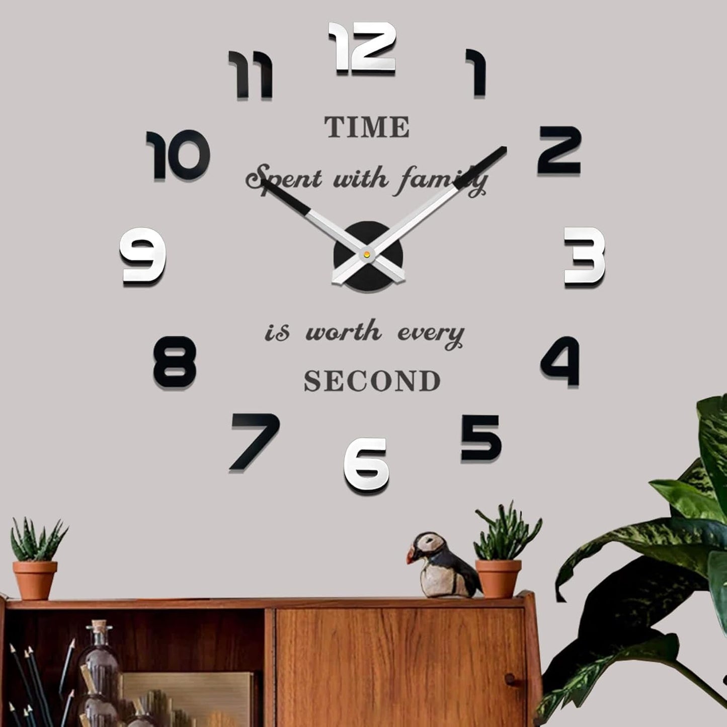 VANGOLD Large Wall Clocks for Living Room Decor, Decorative Wall Clocks Battery Operated (Black Wall Decor)