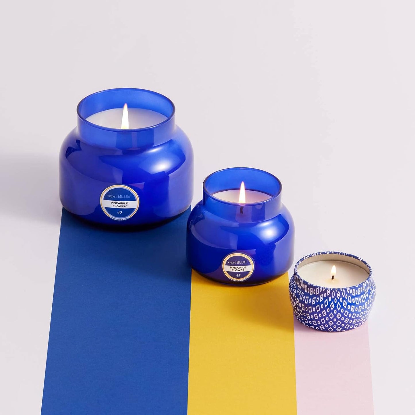 Capri Blue Scented Candles - Soy Candle Wax Blend - Jar Candles - Blue Candle Gifts for Women & Men - Luxury Candles for Home Scented with Citrus, White Musk & Patchouli - Blue Jean (19 oz)