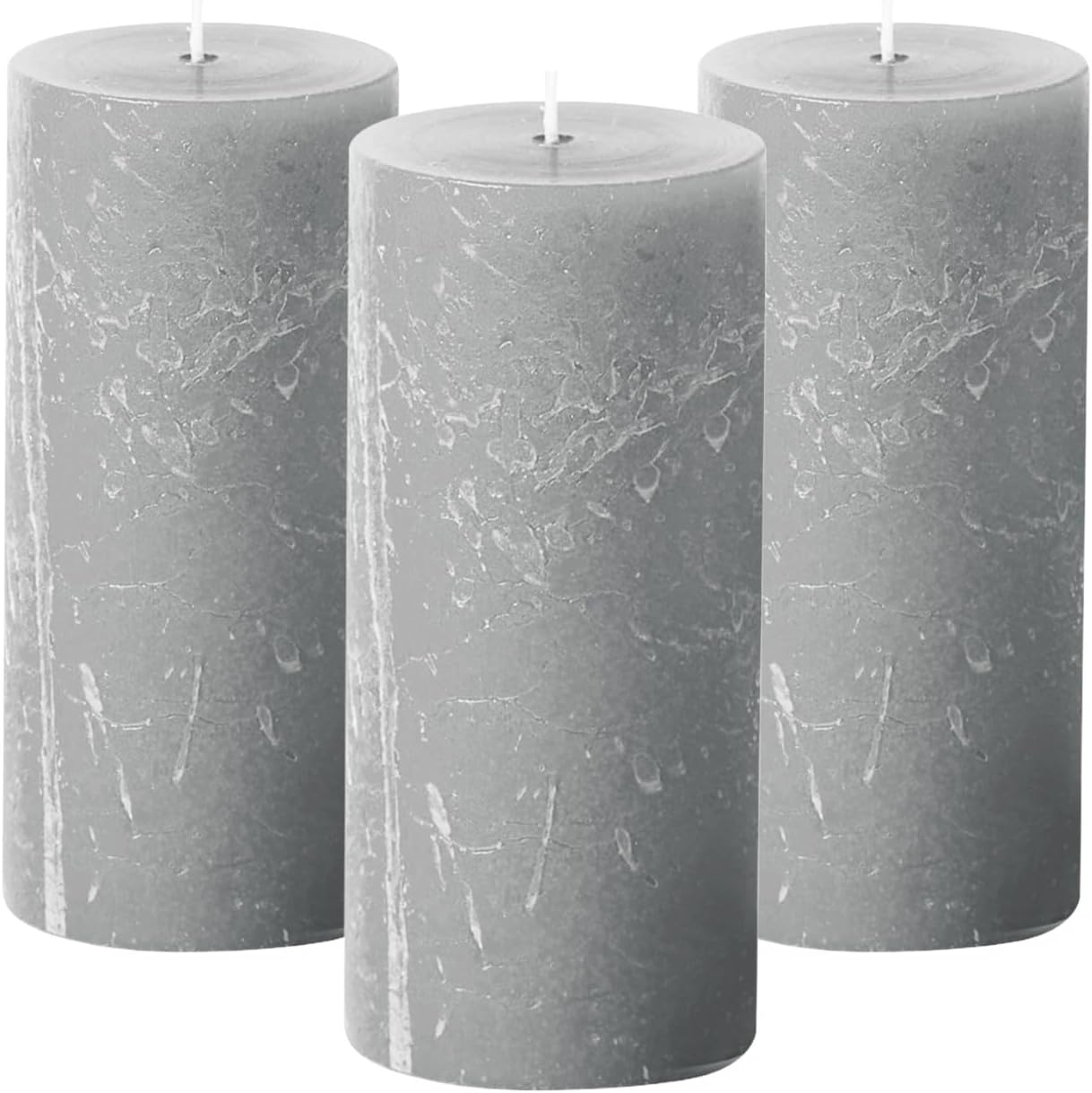 Simply Soson 3x6 inch Ivory Pillar Candles Set of 3, Rustic Texture, Unscented Ivory Candles, Dripless Candles, 3 inch Pillar Candles Ideal as Wedding, Parties, Spas, Dinner, Home Decoration, Church