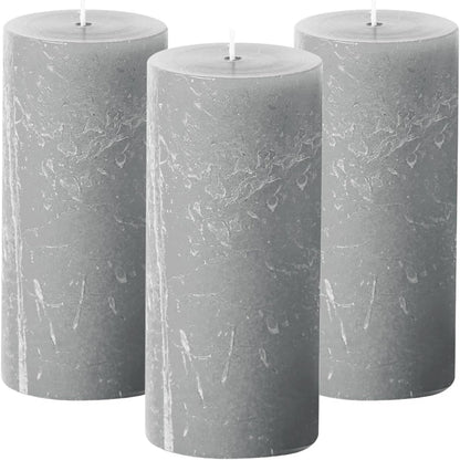 Simply Soson 3x6 inch Ivory Pillar Candles Set of 3, Rustic Texture, Unscented Ivory Candles, Dripless Candles, 3 inch Pillar Candles Ideal as Wedding, Parties, Spas, Dinner, Home Decoration, Church