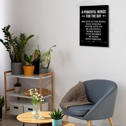 Inspirational Farmhouse Canvas Print Wall Art Decor One Small Positive Thought in the Morning Can Change Your Whole Day Sign Painting Plaque Rustic Home Decoration (8 X 8 Inches, Framed)