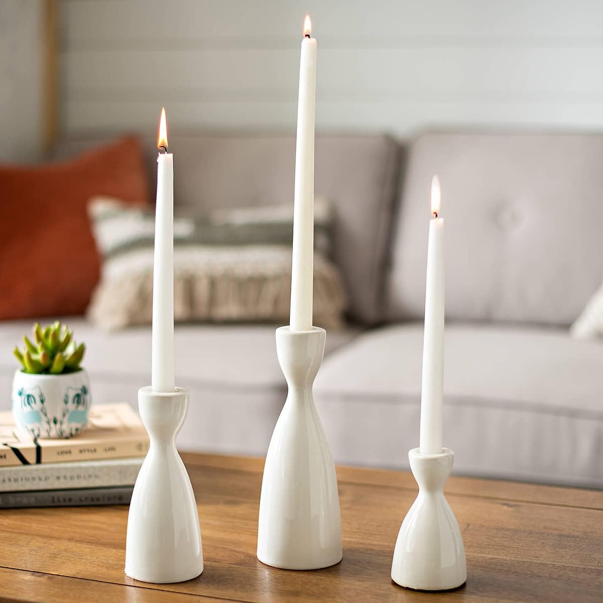 12-Pack Olive Green Taper Candles, 10 Inch Unscented Dripless Candlesticks, Long-Lasting Burn Time of 7-8 Hours, Perfect for Christmas Home Décor Spring and St. Patrick's Day
