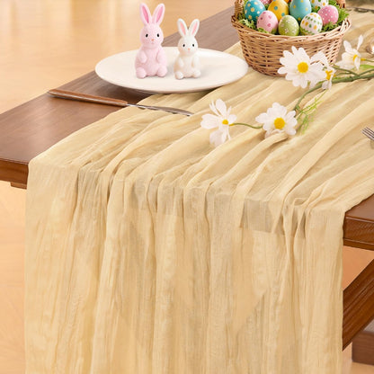Socomi 3pcs Sage Green Cheesecloth Table Runner Summer Boho Rustic Gauze 120 inch 10FT Cheese Cloth Sheer Runner for Wedding Party Baby Shower Home Decor Holiday Decorations