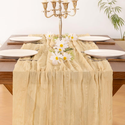Socomi 3pcs Sage Green Cheesecloth Table Runner Summer Boho Rustic Gauze 120 inch 10FT Cheese Cloth Sheer Runner for Wedding Party Baby Shower Home Decor Holiday Decorations