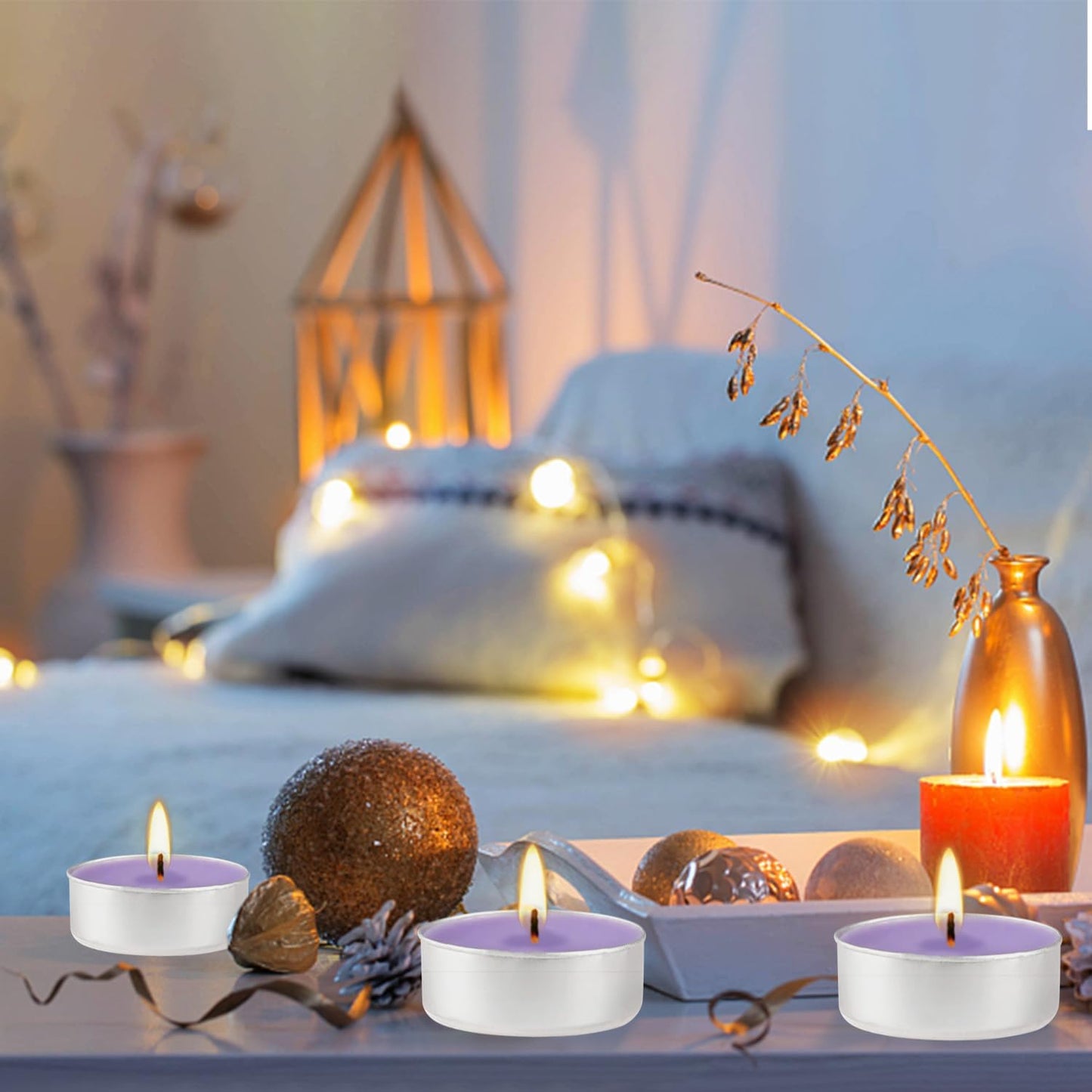 Rose Scented Candle Tealight Candles in Clear Cup, 8 Hours Consistent Smkless Clean Burning, Great for Valentine's Day Holiday, Wedding, Spa, Emergency and Home Decoration（Pink，50 Pack）