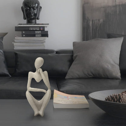 prosfalt Sandstone Resin Thinker Style Abstract Sculpture Statue Collectible Figurines Home Office Bookshelf Desktop Decor(Sandstone - Left Reverie)