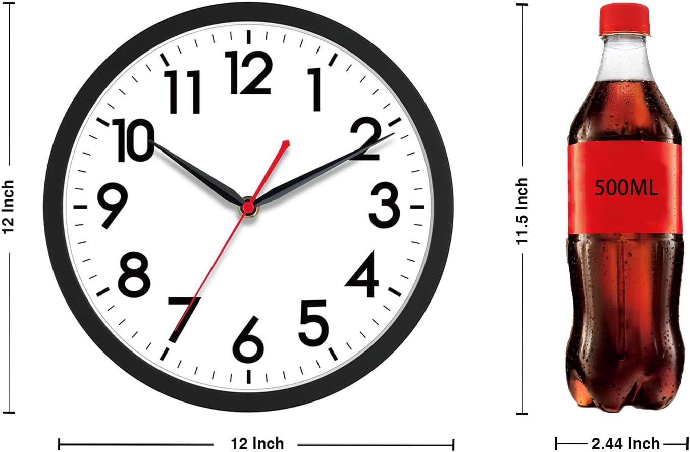 AKCISOT Wall Clock, Modern Small Wall Clocks Battery Operated 8 Inch, Silent Non-Ticking Analog Classic for Office, Home, Bathroom, Kitchen, Bedroom, School(Black)