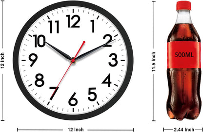 AKCISOT Wall Clock, Modern Small Wall Clocks Battery Operated 8 Inch, Silent Non-Ticking Analog Classic for Office, Home, Bathroom, Kitchen, Bedroom, School(Black)