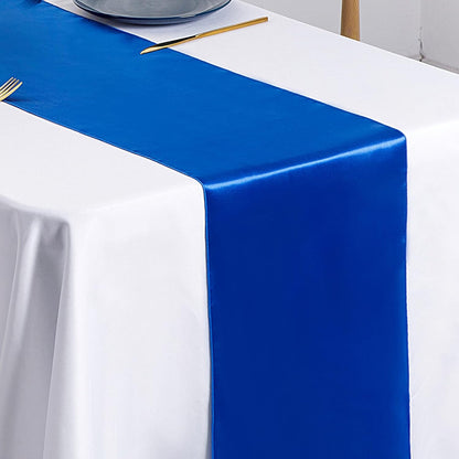 SiinvdaBZX 4 Pcs Royal Blue Satin Table Runner 12 x 108 inches Long, Bright Smooth Satin Wedding Table Runner Decorations for Birthday Parties, Buffet, Banquets, Graduations, Engagements