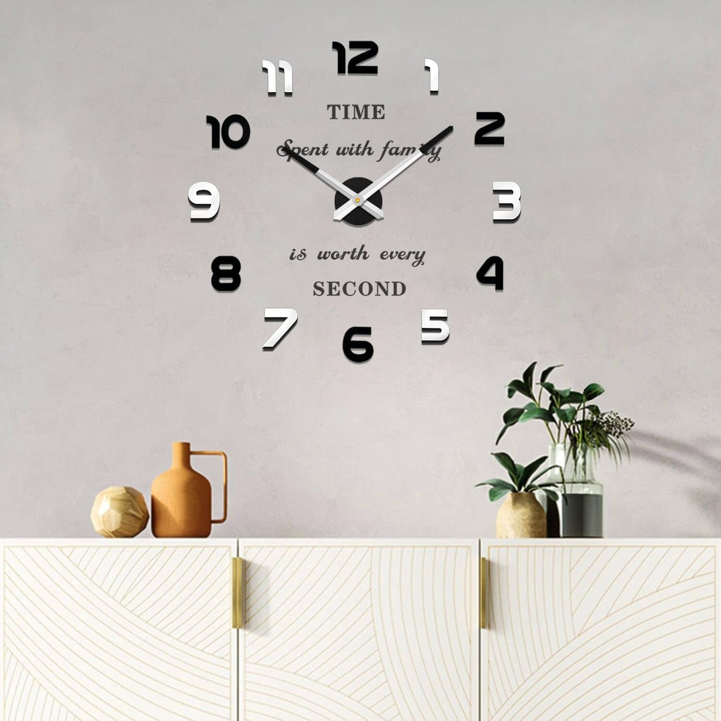 VANGOLD Large Wall Clocks for Living Room Decor, Decorative Wall Clocks Battery Operated (Black Wall Decor)