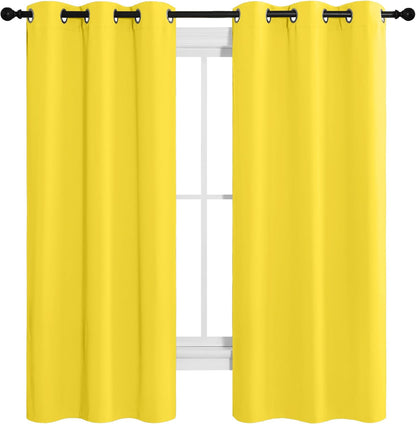 NICETOWN Halloween Pitch Black Solid Thermal Insulated Grommet Blackout Curtains/Drapes for Bedroom Window (2 Panels, 42 inches Wide by 63 inches Long, Black) - Colors C