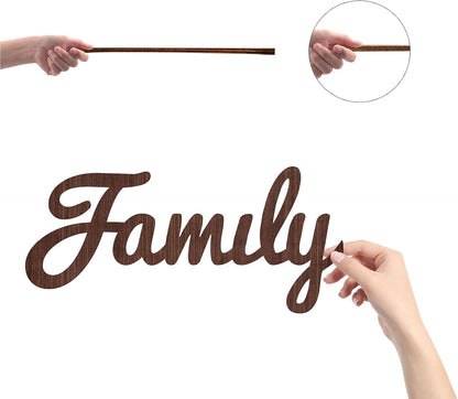 CREATCABIN Cutout Sign Family Letter Wooden Wall Art Decor Wood Word Sculpture Signs Rustic Farmhouse for Housewarming Home Front Door Entryway Wall Decoration, Brown, 11.9 x 5.5inch