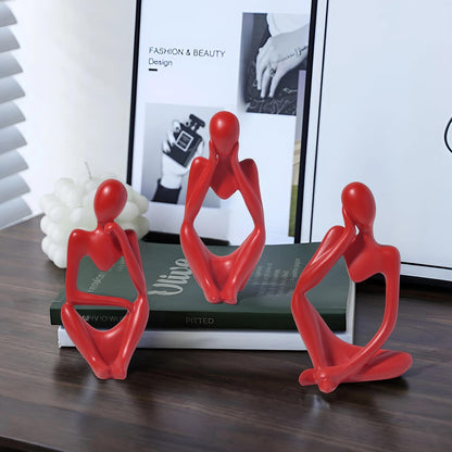 BrownLove 3pcs Decor White Thinker Statue Abstract Art Sculpture，Resin Collectible Figurines for Home Living Room Office Shelf Decoration