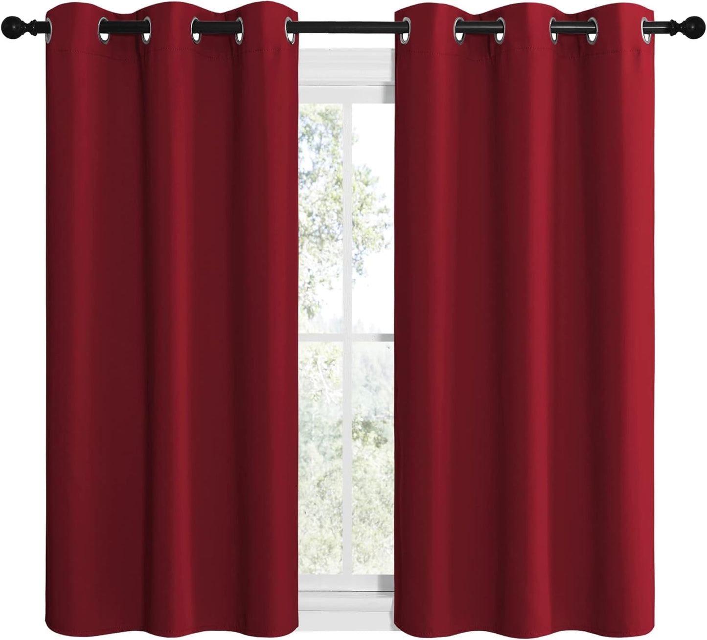 NICETOWN Halloween Pitch Black Solid Thermal Insulated Grommet Blackout Curtains/Drapes for Bedroom Window (2 Panels, 42 inches Wide by 63 inches Long, Black) - Colors A