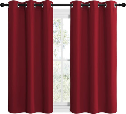NICETOWN Halloween Pitch Black Solid Thermal Insulated Grommet Blackout Curtains/Drapes for Bedroom Window (2 Panels, 42 inches Wide by 63 inches Long, Black) - Colors A