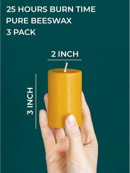 CANDWAX 3x4 inch Pillar Candles Set of 3 – Unscented Dripless Rustic Dark Blue Candles for Room Decor, Weddings, Centerpieces
