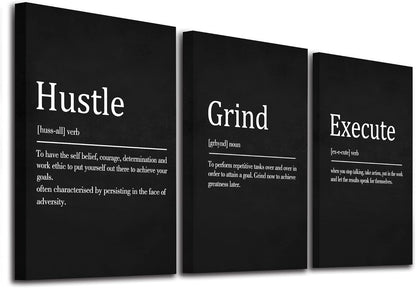 Inspirational Canvas Painting Wall Art -EPHANY ART,Mindset Quotes Prints, Success Framed Entrepreneur Poster Positive Quotes Wall Poster for Home Office Workplace (M-3pcs,12x16inchx3pcs)